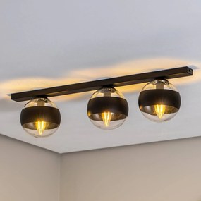 EMIBIG LIGHTING Plafoniera lineare, nero/trasparente, 3 luci