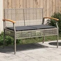 Panca da Giardino con Cuscino Grigia Polyrattan e Legno Acaciacod mxl 115151