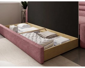 Divano rosa allungabile/con contenitore con penisola a sinistra e rivestimento in ciniglia 223 cm Fabillo – ELTAP