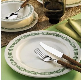 Set da tavola 24 pezzi bianco/verde/porcellana
