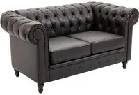 EASYCOMFORT Divano Chesterfield Due Posti Trapuntato in Ecopelle Marrone Scuro 160 x 84 x 80 cm