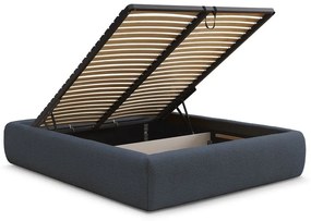 Letto matrimoniale imbottito blu scuro con contenitore/senza testiera con rete inclusa 180x200 cm Inera – Bobochic Paris