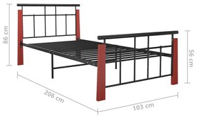 Giroletto in Metallo e Legno Massello di Rovere 90x200 cm