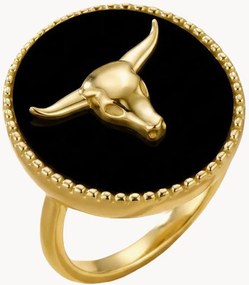 Anello placcato in oro con onice nera Neo
