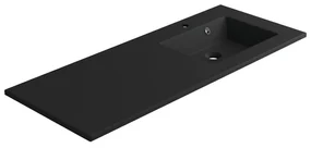 Lavabo integrale rettangolare vasca a destra Neo L 121 x H 11.2 x P 48.5 cm in composito minerale di resina gelificata nero