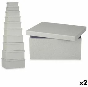 Set di Scatole per Sistemare Impilabili Grigio scuro Cartone (2 Unità)