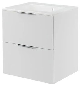Mobile da bagno sospeso sotto lavabo L 60 x H 64 x P 48 cm bianco laccato, 2 cassetti SENSEA Neo