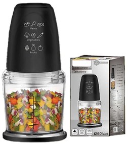 Tritatutto da Cucina Elettrico con Modalita Rapido 260W con Lama in Acciaio Inox Vassoio Capicita Max 500mL Nero