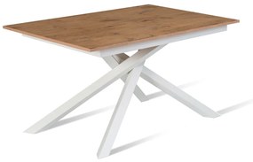 Tavolo rettangolare allungabile 90x140/190 Rovere con gambe incrociate bianche - Pulse