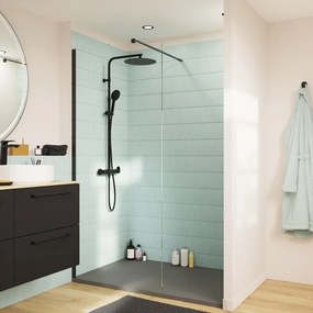 Walk-in L 90 x H 200 cm, vetro 8 mm vetro senza finitura / trasparente nero