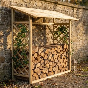 Legnaia da giardino con griglia in legno di pino impregnato in autoclave