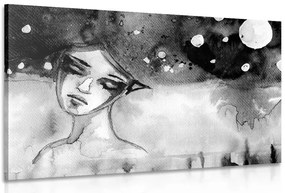 Quadro su tela – Fata lunare in bianco e nero