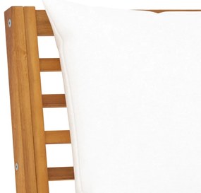 Divano angolare modulare cuscini crema in massello di acacia