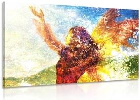 Quadro su tela – Donna dipinta in esecuzione magica