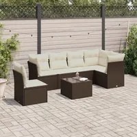 Set Divani da Giardino con Cuscini 7pz Nero Polyrattancod mxl 110935