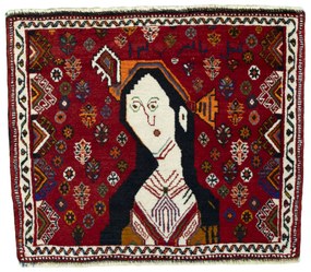 Shiraz Tappeto 60x70 Rosso (Iran) Annodato A Mano