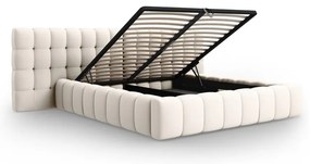 Letto matrimoniale imbottito color crema con spazio contenitivo e rete 180x200 cm Mamaia - Micadoni Home