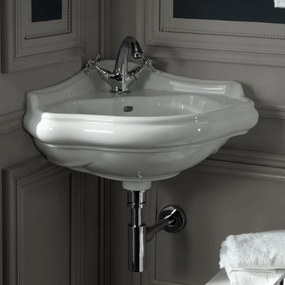 Lavabo Sospeso Angolare Kerasan Da 57x58 Cm Bianco Lucido "Retrò"