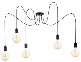 Lampadario a sospensione con filo MIROS 5xE27/60W/230V ragno nero