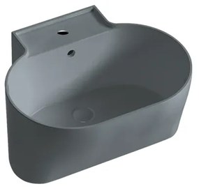 Lavabo da appoggio Tino COLAVENE ovale piletta non inclusa in ceramica L 60 x H 35 x P 50 cm grigio opaco piletta non inclusa