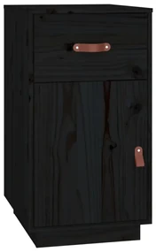 Armadietto da scrivania nero 40x50x75 cm legno massello pino