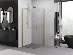 Mexen Exo cabina doccia quadrata scorrevole 100 x 100 cm, trasparente, oro - 8111-100-100-50-00