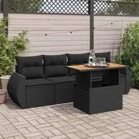 Set Divani da Giardino 5 pz con Cuscini in Polyrattan Nero 3327205