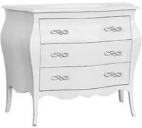 Cassettiera sagomata 3 cassetti legno shabby bianco 99x41x85 - Mobili 2G