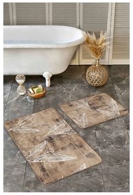 Set di tappetini per il bagno marroni in velluto 2 pz 60x100 cm – Mila Home