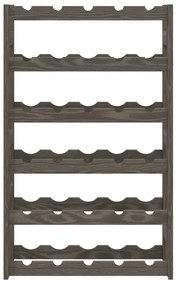 Portabottiglie per 30 bottiglie grigio legno massello di pino