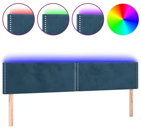 Testiera a led blu scuro 200x5x78/88 cm in velluto