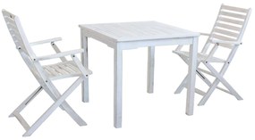 ABEL - set tavolo da giardino 80x80 compreso di 2 poltrone in legno massiccio di acacia