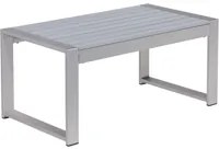 Tavolino da esterno in alluminio grigio chiaro 90 x 50 cm struttura in metallo piano sintetico moderno minimalista