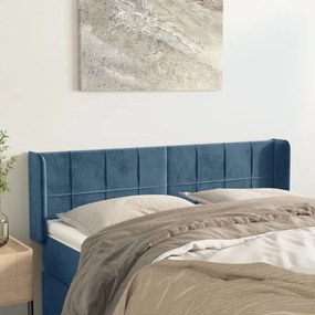 Testiera Ad Orecchio Blu Scuro 147x16x78/88 Cm İn Velluto /