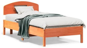 Letto Senza Materasso Marrone Cera 90x190 Cm İn Legno Di Pino /