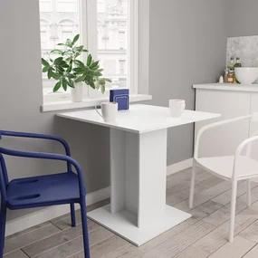 Tavolo Da Pranzo Bianco 80x80x75 Cm İn Legno Multistrato /