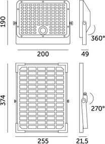 Faro solare LED esterno 30W 6,4V IP65 sensore 3000/4000K