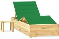 Lettino da Giardino con Tavolino Cuscino Legno Pino Impregnato cod mxl 24070