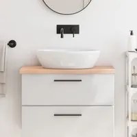 Piano Bagno 80x40x4 cm in Legno Massello Non Trattato 3156021