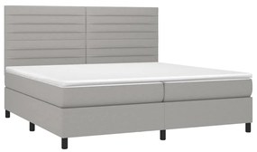 Letto a Molle Materasso e LED Grigio Chiaro 200x200 cm Tessuto