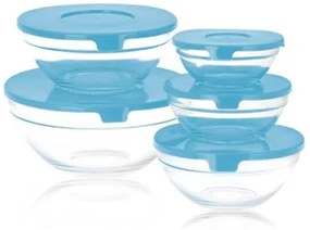 Set di 5 scatole porta pranzo Glass EH Azzurro Trasparente