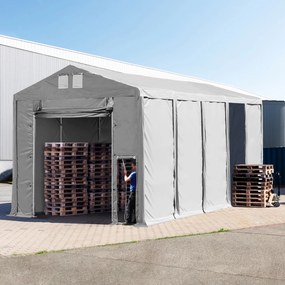TOOLPORT 5x10m tenda capannone, altezza 3,6m porta a pacchetto, PVC 850, grigio, con statica (sottofondo in cemento) - (94022)