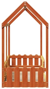 Giroletto casetta bambini marrone cera 70x140 cm massello pino