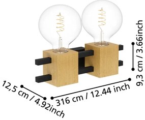 Eglo 390192 - Applique LEVANTARA 2xE27/40W/230V nero/marrone