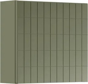 Pensile bagno Pixel Stripes laccato opaco verde salvia, 1 anta apertura da sinistra P 17 x L 40 x H 40 cm