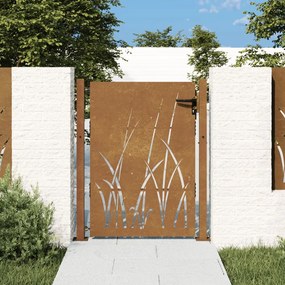 Cancello Da Giardino 105x155 Cm İn Acciaio Corten Design Erba /