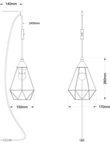Globo 15745 - Lampadario con spina integrata ZACHARY 1xE27/60W/230V