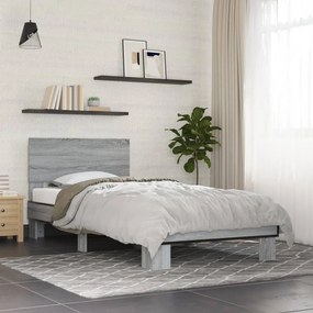 Giroletto grigio sonoma 90x190cm in legno multistrato e metallo