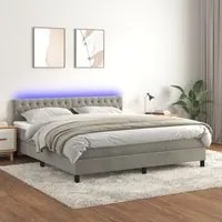 Letto a Molle Materasso e LED Grigio Chiaro 160x200 cm Velluto 3134591