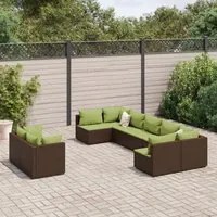 Set Divani da Giardino 9pz con Cuscini Marrone in Polyrattan 3308302